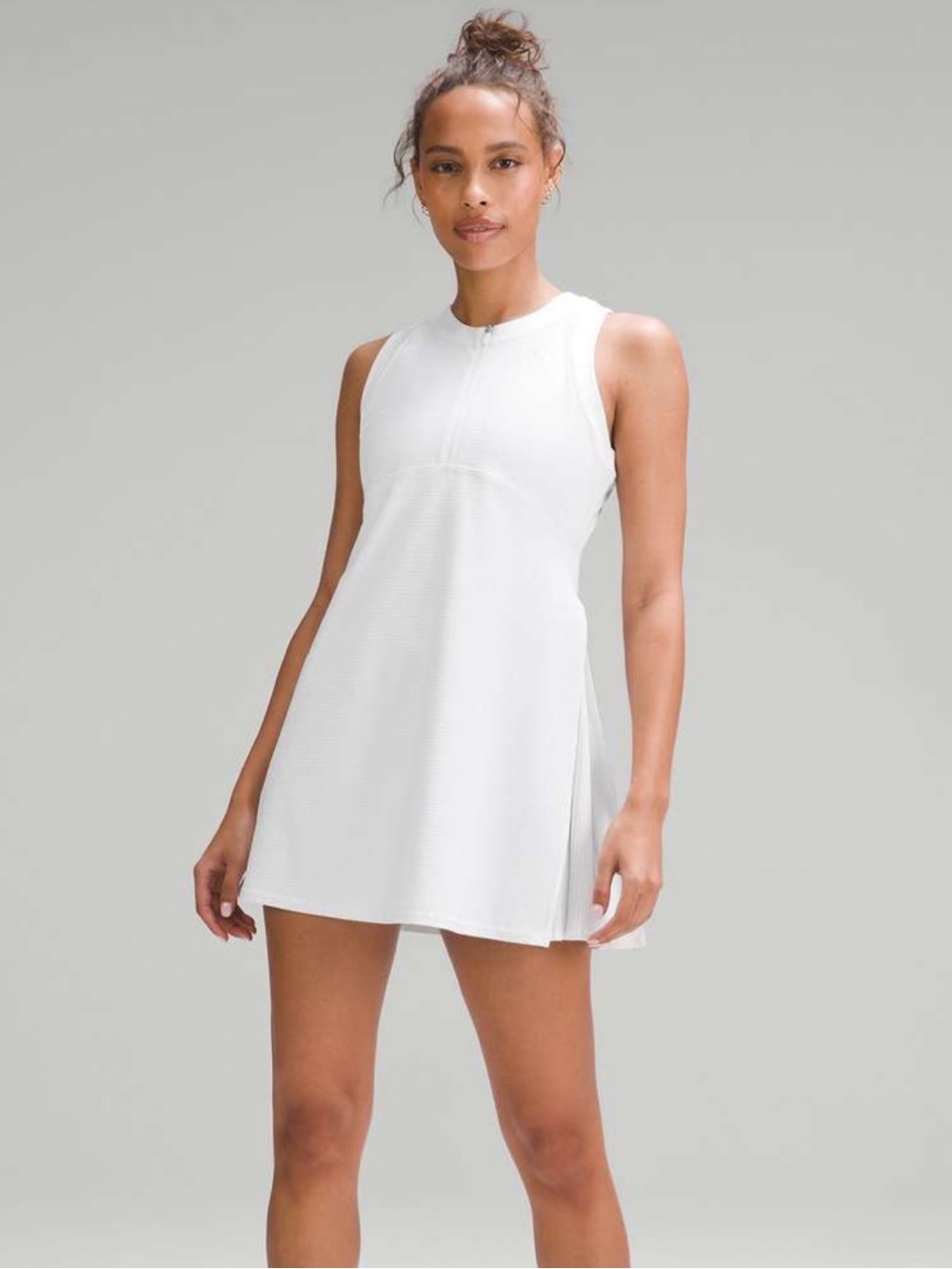 Lululemon Grid-Texture Sleeveless White Tennis Dress